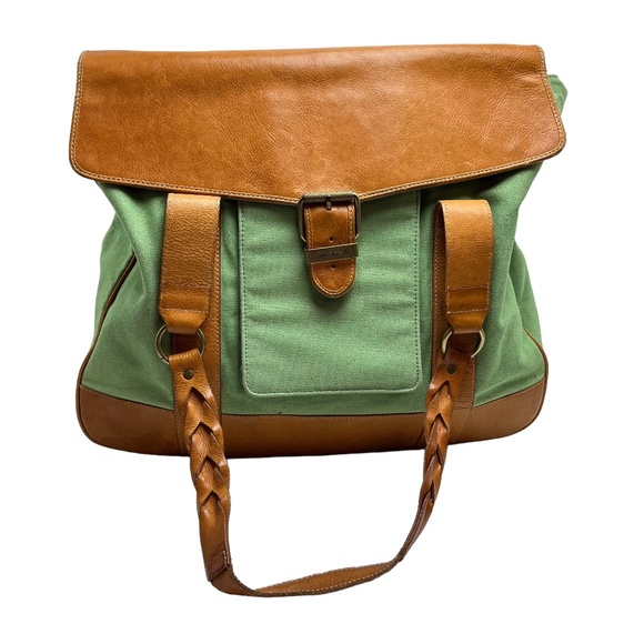 Eddie Bauer Bags Eddie Bauer Genuine Leather Large Double Handle Satchel Tote Travel Purse